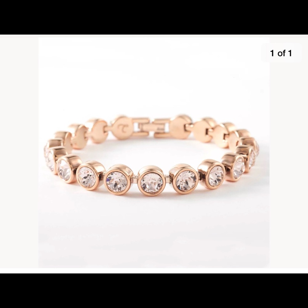 - Touchstone Crystal ice bracelet Swarovski rose gold silk New in box